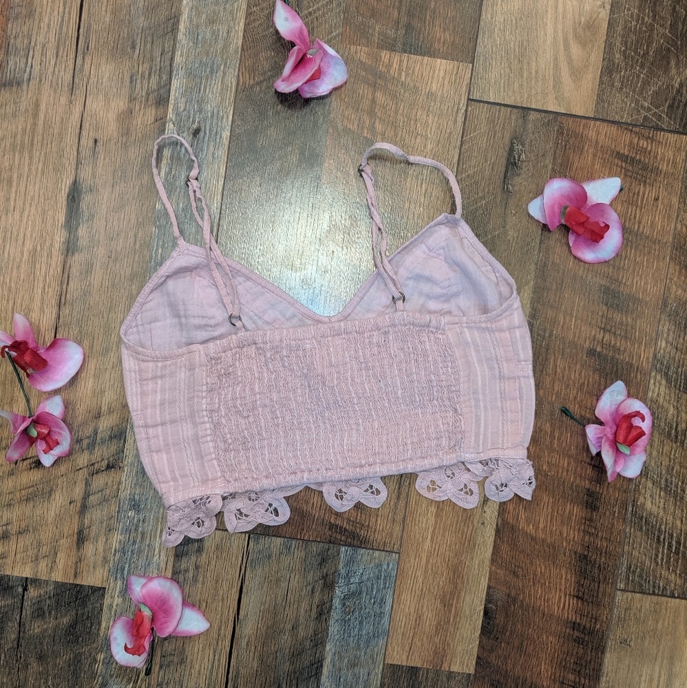FREE PEOPLE ONE (CORAL) BATTENBURG LACE BRALLETE - Picture 7 of 8